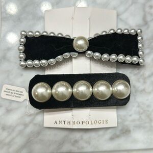 NWT Anthropologie Pearl Velvet Hair Clips